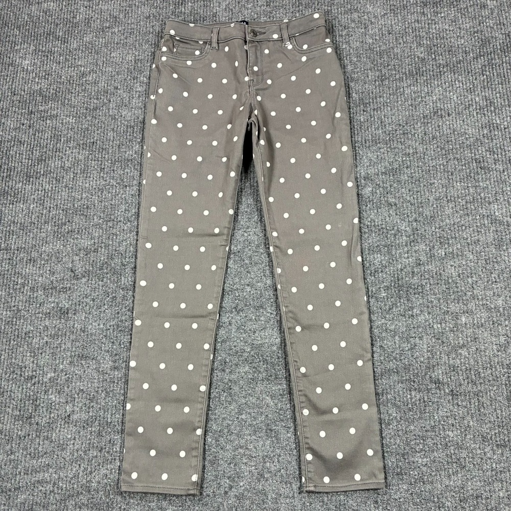 GAP Denim Womens Size 14 Gray White Polka Dot Regular Stretch Jegging Pants